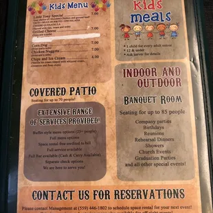 Kid&apos;s menu