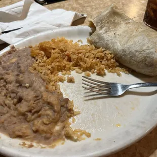 Beans, rice and bean &amp; cheese burrito