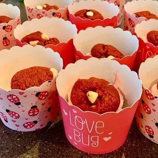 Valentines Special Red velvet cookie sandwiches with sweat cream cheese frosting.
