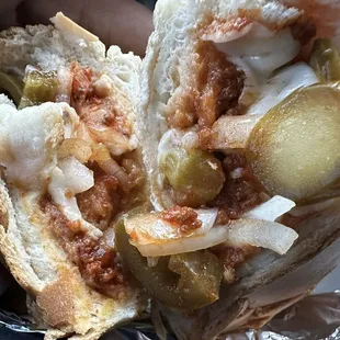 Chicken Parmigiana Sub with onions and jalapeños