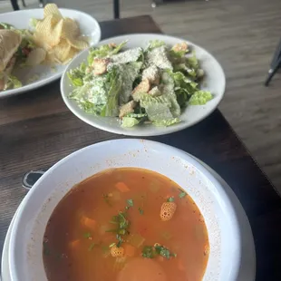 Minestrone soup and Caesar