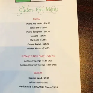 GF menu