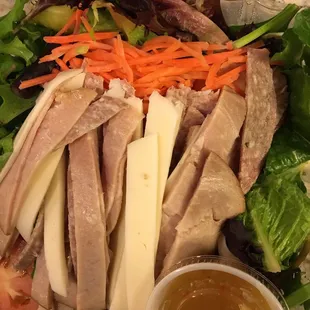Bad meat on salad.