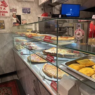 a pizza counter