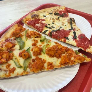 Spicy chicken slice and a margarita slice