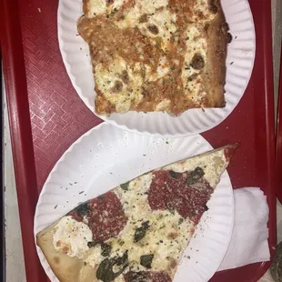 Fresh mozzarella and vodka slice.. sauce on both was great! Good staff nice place overall