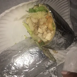 The delicious Caesar-less wrap lol. Thank you again Brian for delivering my Caesar dressings.