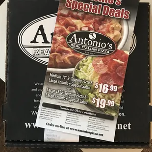 Menu placed at my hotel