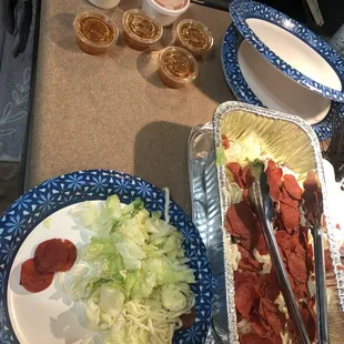 Salad from family pack.