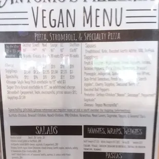 Vegan Menu 2021