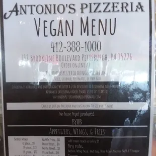 Vegan Menu 2021