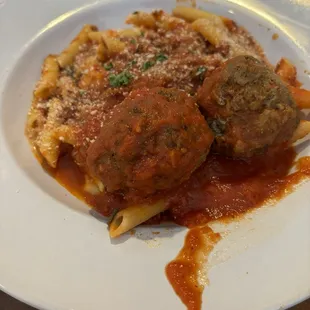Spaghetti n meat sauce, add Pasta with Homemade Meatballs