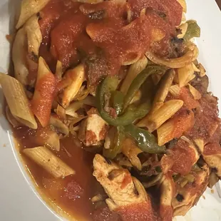 Eggplant Cacciatore (added chicken)