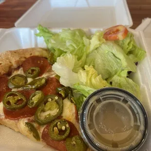 Pizza and side salad