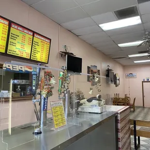 the counter and menus