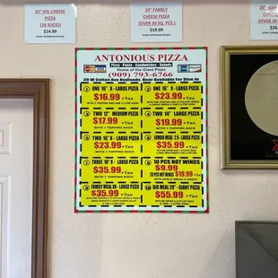 Specials Menu as of 01/22/2022