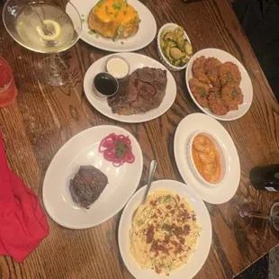 We had their filet (which was my favorite), ribeye, baked potato, Mac n cheese, shrimp scampi, Brussels sprouts, and potato latkes.