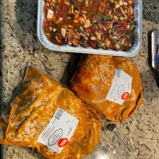 Hot Chicken Flatties with a side of my Texas Baked Beans!  Killer chicken!