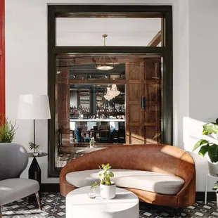 the lobby of a hotel