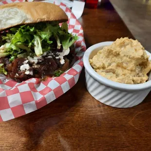 a sandwich with a side of chips