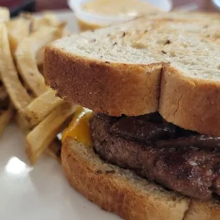Patty melt with fries