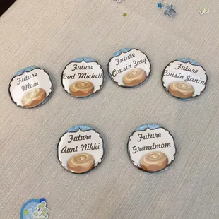 The donuts were made to match pins that were worn at my daughter's baby shower!