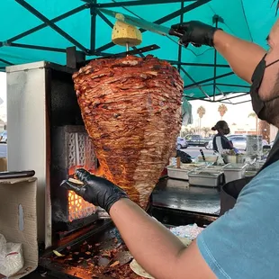 a man preparing food