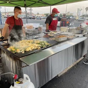 a man preparing food