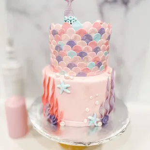 Mermaid theme baby shower cake