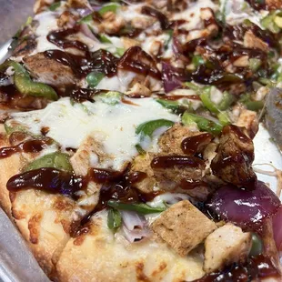 a close up of a pizza