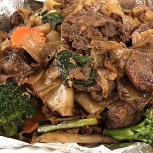 Beef pad see eww. Flavor was good but I wish it came with more broccoli