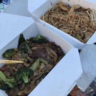 Pad see ew beef. Pad Thai chicken