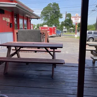 Covered area with picnic tables