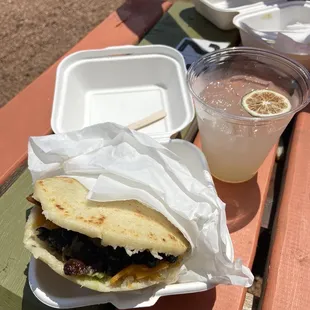 Veggie arepa with avocado salsa