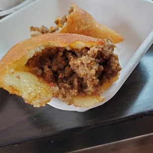Inside the beef empanada