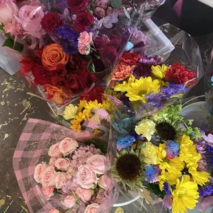 Cash and carry affordable wrapped bouquets