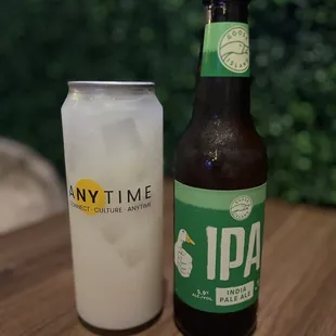 Lychee soju cocktail and goose island ipa