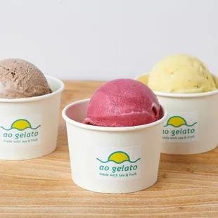 three different flavors of gelato