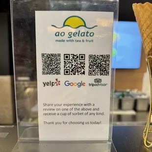 an ice cream cone with a qr code on it