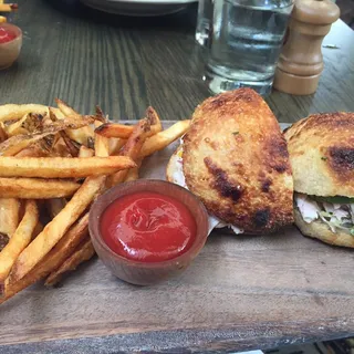 roast turkey focaccia sandwich