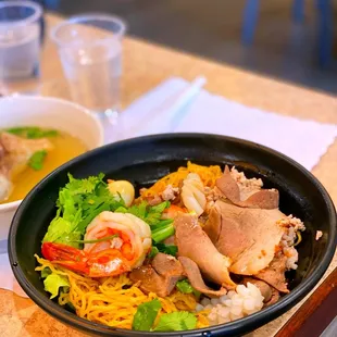 a bowl of food on a table