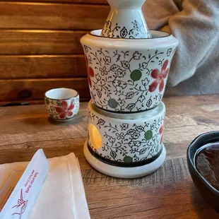 Hot sake in the cutest pottery