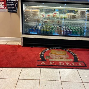 the inside of a deli case