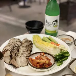 a variety of food items on a table