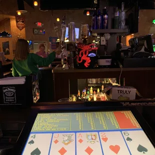 a video game on the bar