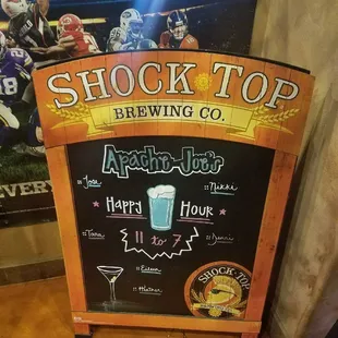 a chalkboard sign