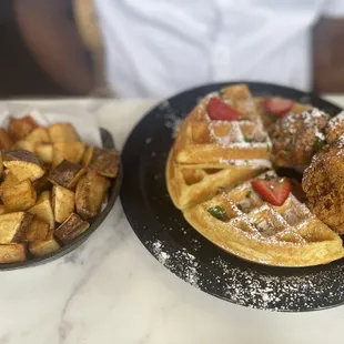 Chicken &amp; Waffles and Breakfast Potatoes