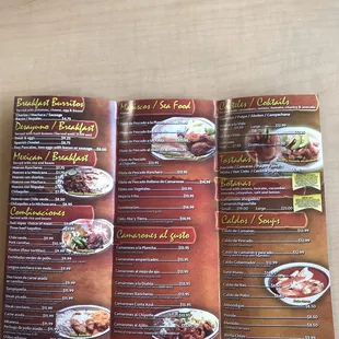 Menu back side