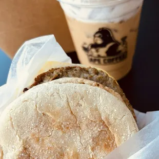 1x Clara&apos;s Sausage Breakfast Sandwich $5.98 1x Monkey Business $6.58