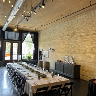 a long table set for a wedding reception